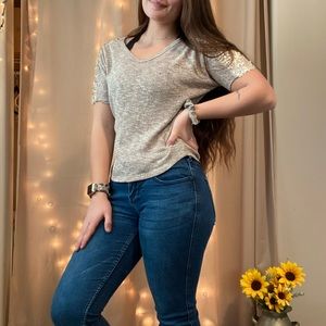 Beige dress shirt with sequins